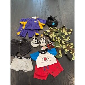 Build-A-Bear Workshop Clothes Lot Lakers Spider-Man Camo Shoes 10pc Set
